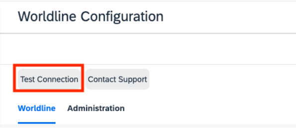 Screenshot of the test connection button